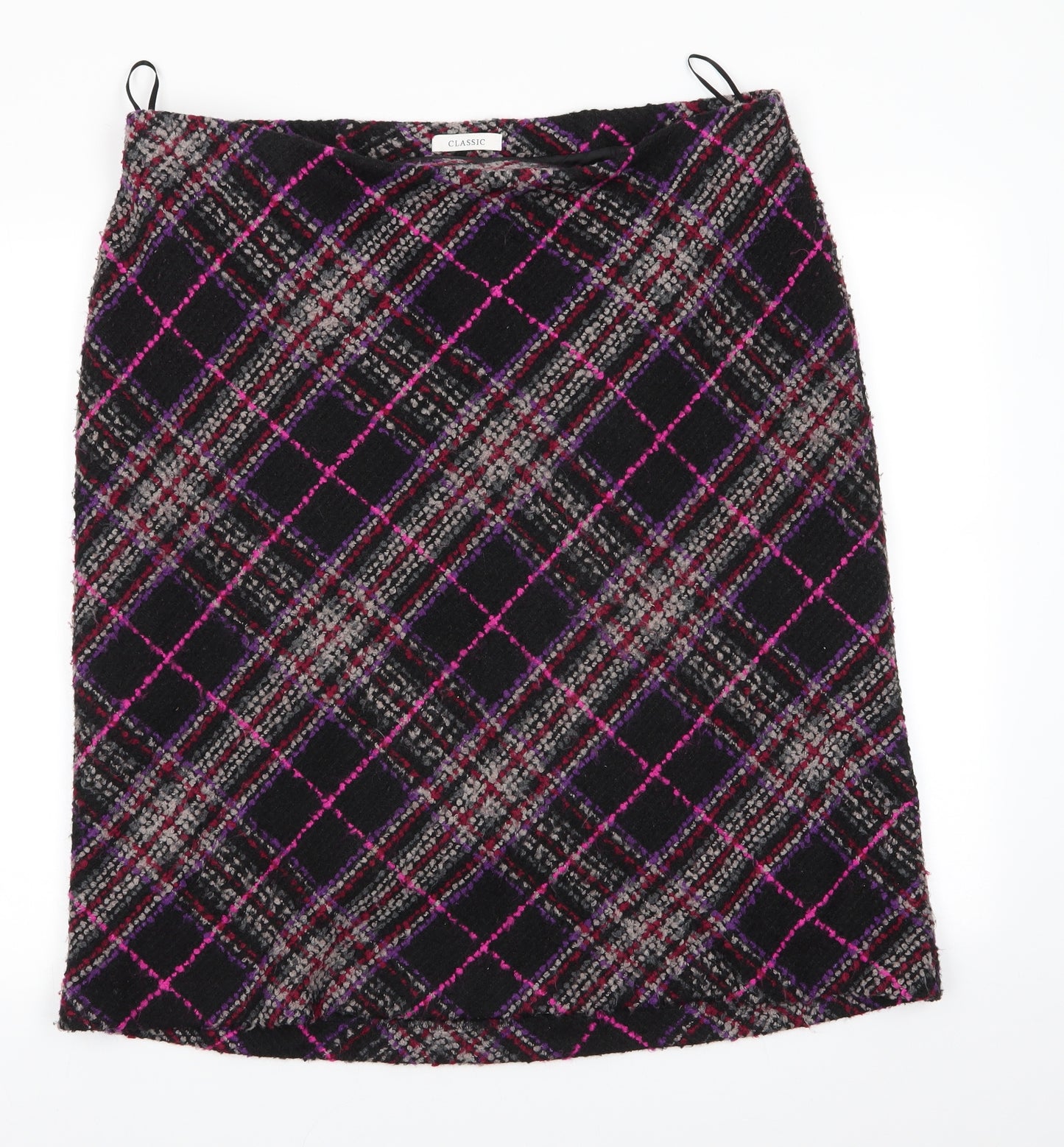 Marks and Spencer Womens Purple Check Acrylic A-Line Skirt Size 18    - Heavyweight