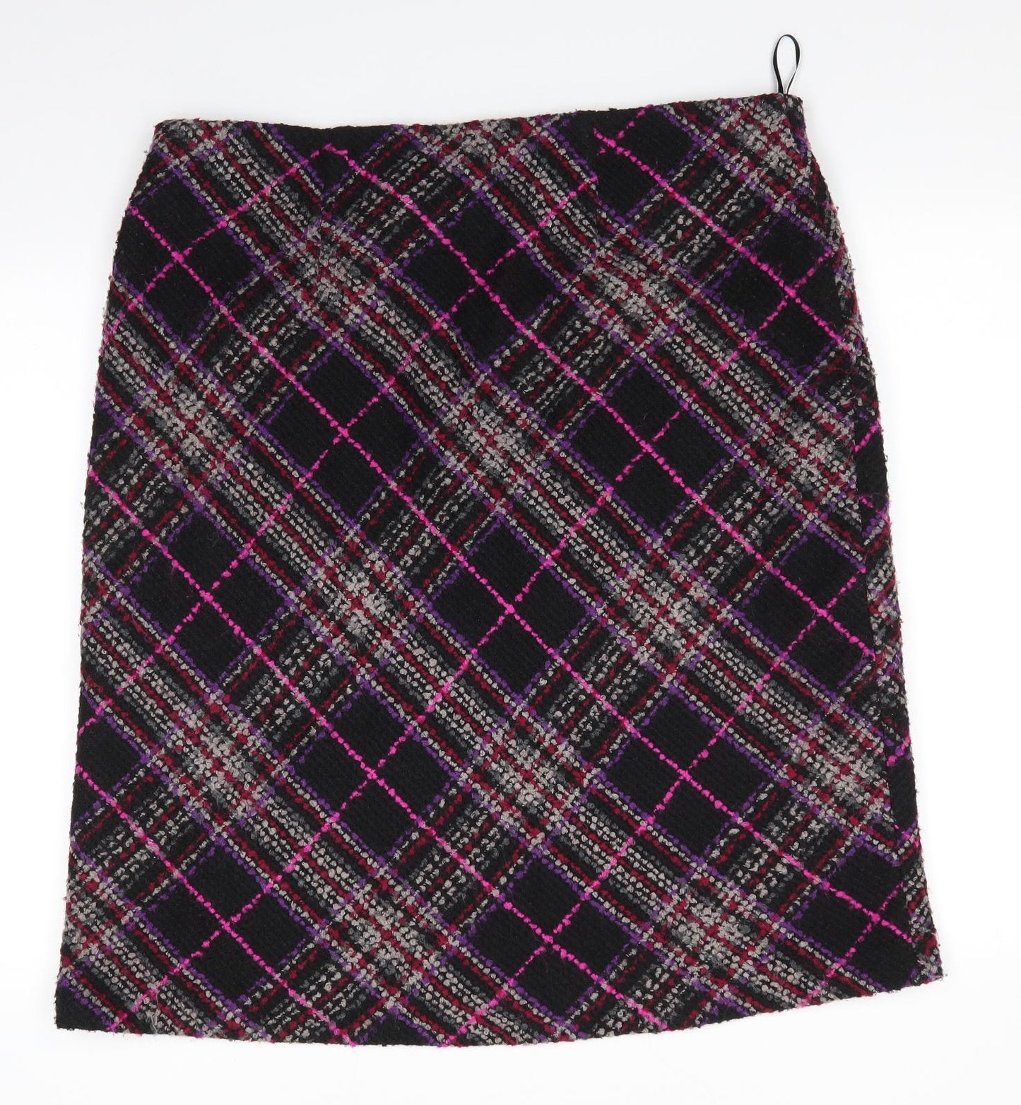 Marks and Spencer Womens Purple Check Acrylic A-Line Skirt Size 18    - Heavyweight