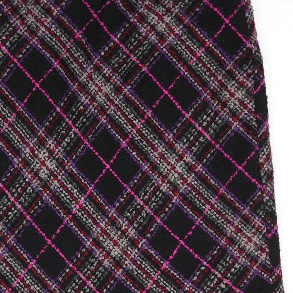 Marks and Spencer Womens Purple Check Acrylic A-Line Skirt Size 18    - Heavyweight