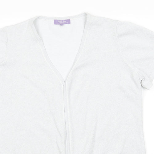 Michelle Hope Womens Blue V-Neck  Viscose Cardigan Jumper Size 10   - All over shimmer Very Pale Blue