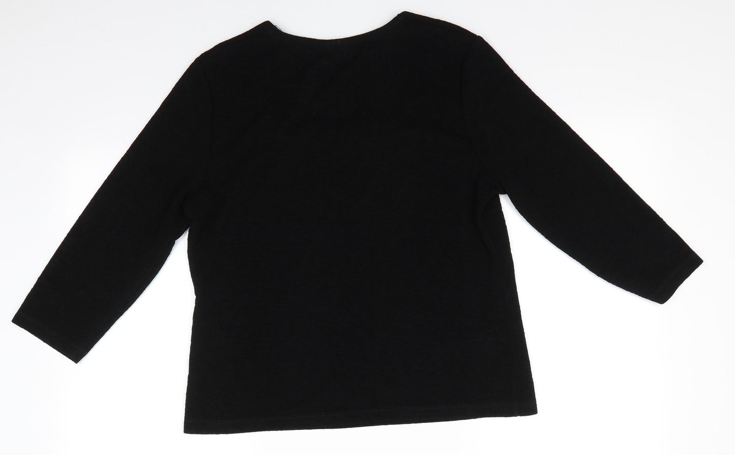 CC Womens Black Floral Acetate Tunic Blouse Size L Square Neck - Embossed floral pattern