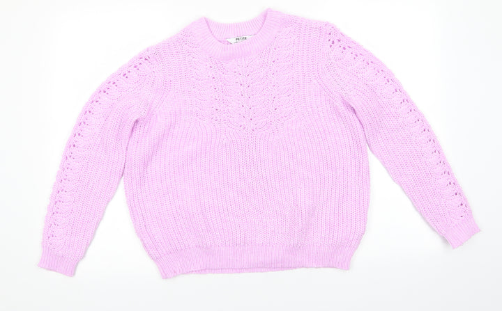 Dorothy Perkins Womens Pink Round Neck Polyester Pullover Jumper Size 10 - Open Knit Sections Soft Texture