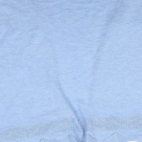 Dorothy Perkins Womens Blue V-Neck  Acrylic Cardigan Jumper Size 14   - Scalloped Cuffs and hemline Pale blue