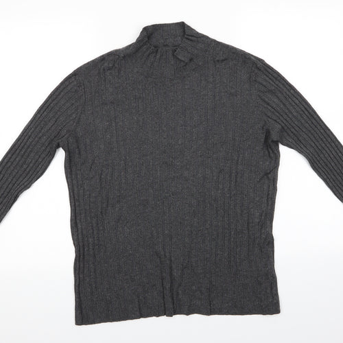 Papaya Womens Grey High Neck  Viscose Pullover Jumper Size 14   - Self Colour stripe
