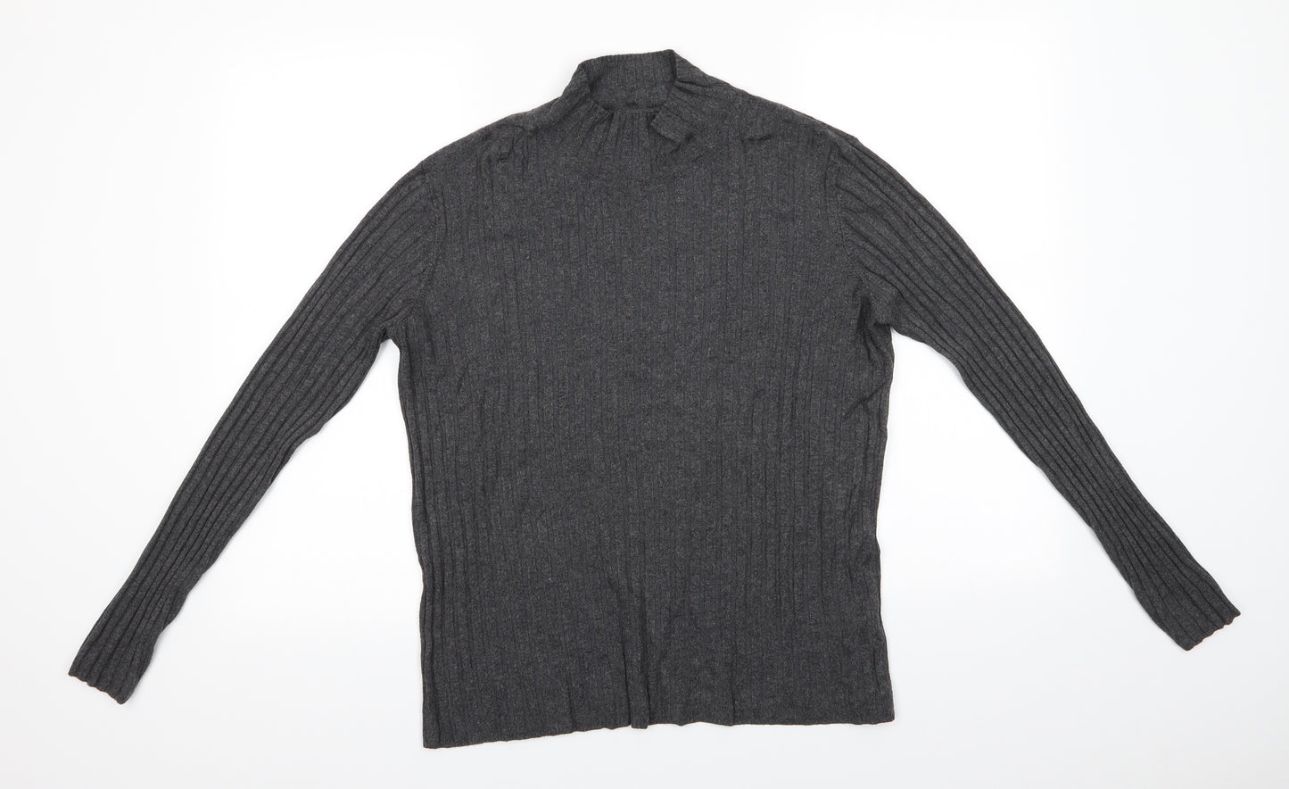 Papaya Womens Grey High Neck  Viscose Pullover Jumper Size 14   - Self Colour stripe