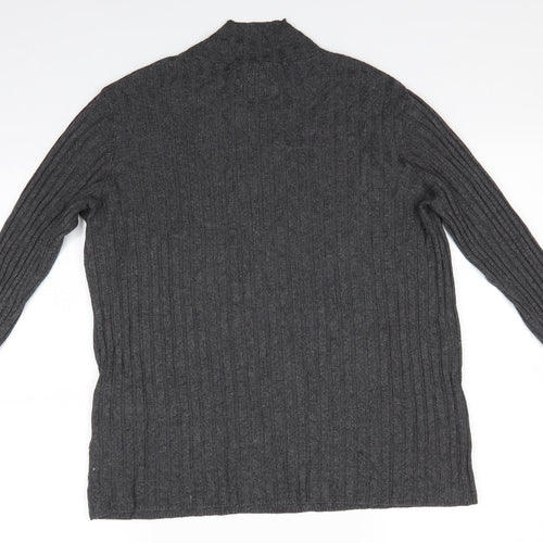 Papaya Womens Grey High Neck  Viscose Pullover Jumper Size 14   - Self Colour stripe