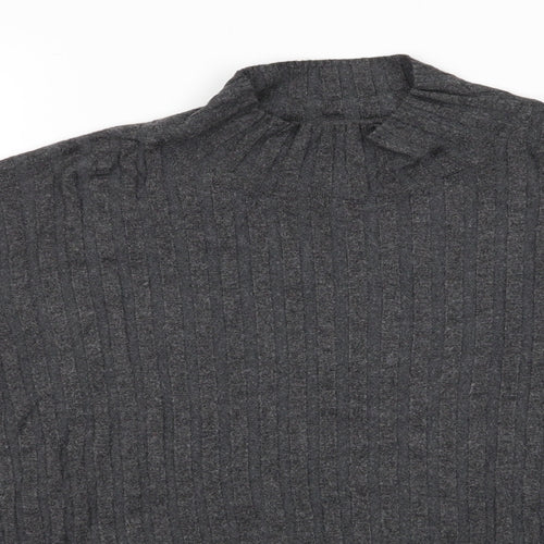 Papaya Womens Grey High Neck  Viscose Pullover Jumper Size 14   - Self Colour stripe