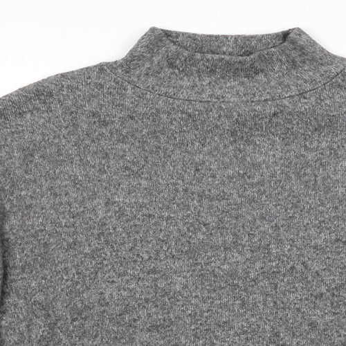 Florence and Fred Womens Grey High Neck  Polyester Pullover Jumper Size 10   - Fluffy texture Large buttons to side hems