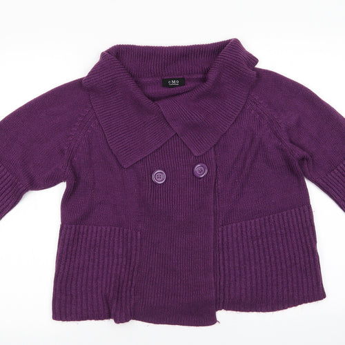 CMD Womenswear Womens Purple Collared  Acrylic Cardigan Jumper Size S   - Large Collar