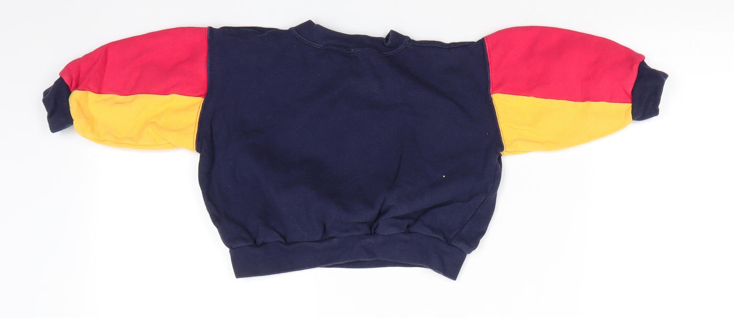 Ladybird Boys Blue Colourblock Cotton Pullover Sweatshirt Size 2-3 Years   - Mickey Mouse