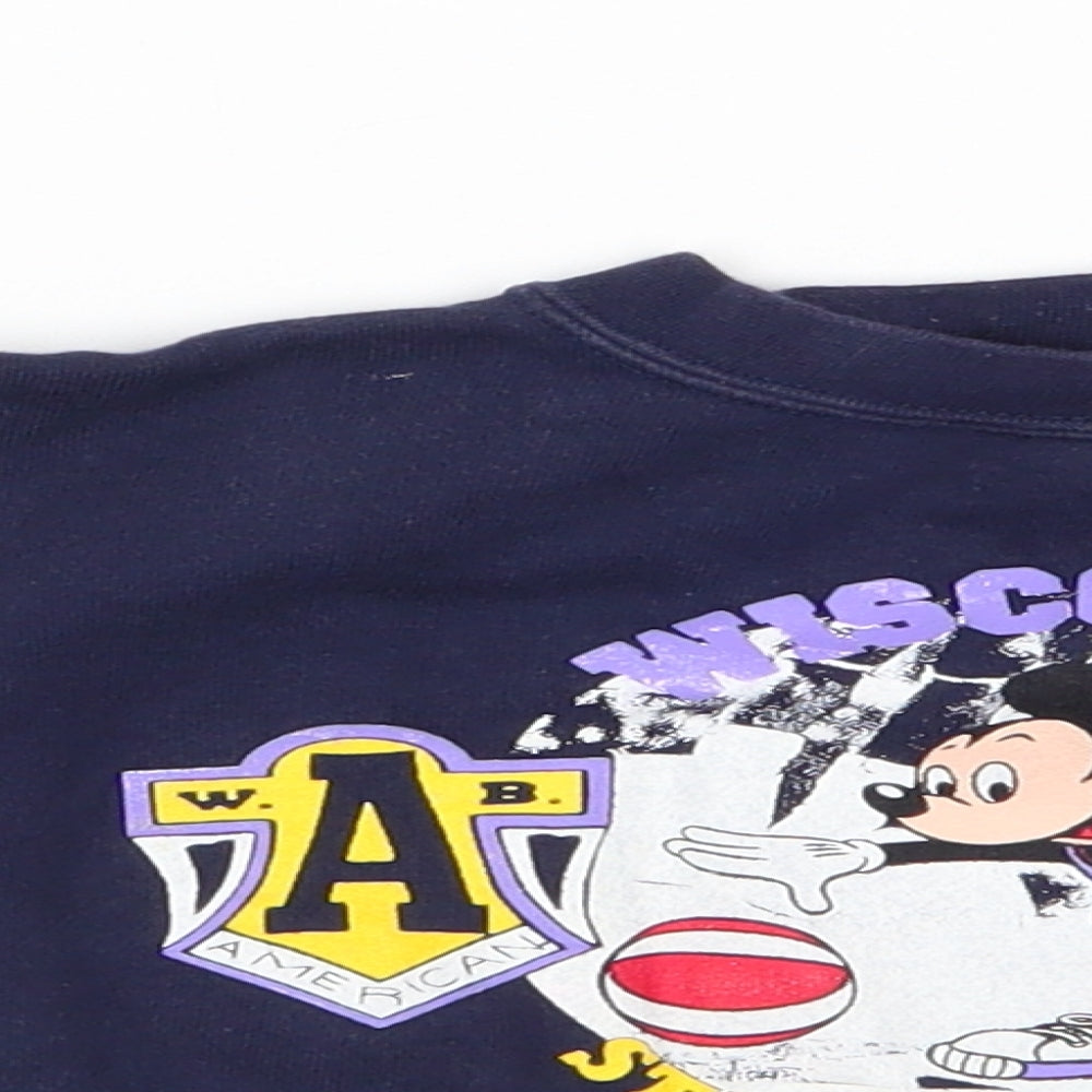 Ladybird Boys Blue Colourblock Cotton Pullover Sweatshirt Size 2-3 Years   - Mickey Mouse