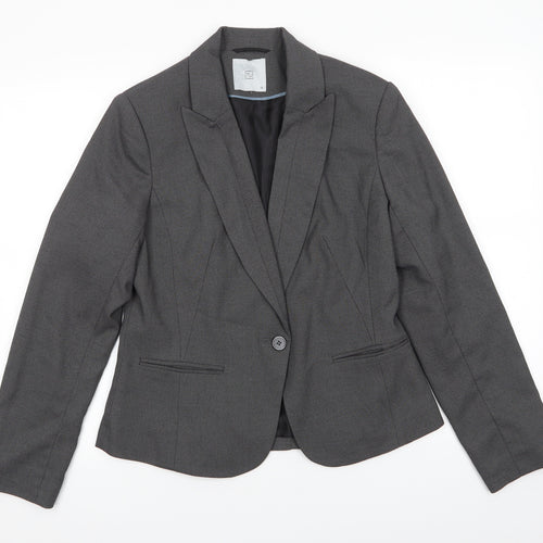 TU Womens Grey Polka Dot Polyester Jacket Suit Jacket Size 12