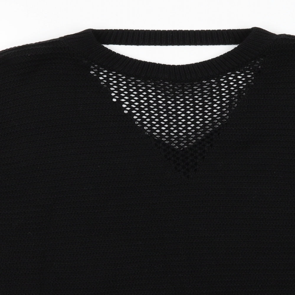 Atmosphere Womens Black Round Neck  Acrylic Pullover Jumper Size S   - Open Knit Neck Detail & Open Back Neck