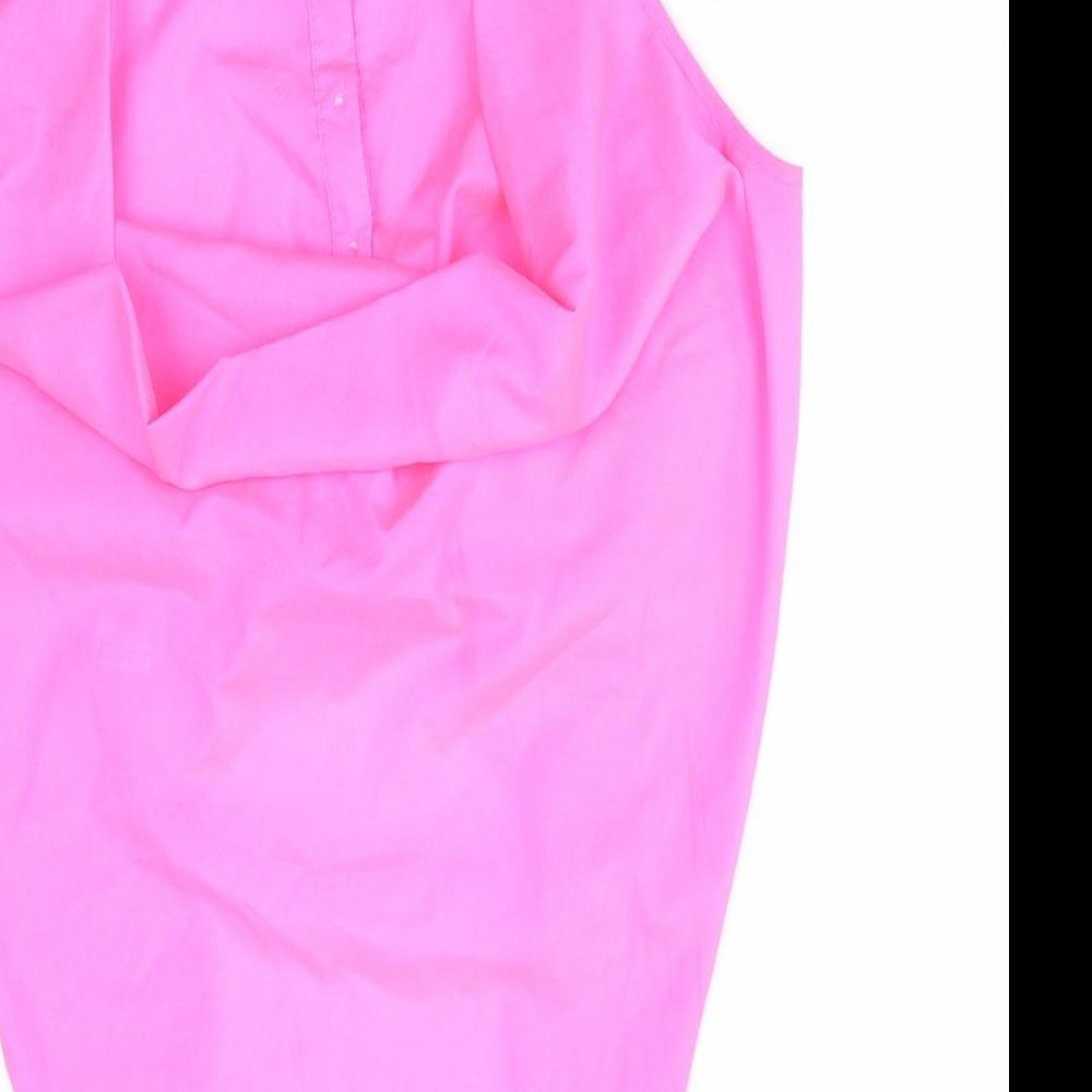 Pink Boutique Womens Pink  Polyester Basic Button-Up Size 10 Collared - Fluorescent - Open back with longer length & Tie front detail