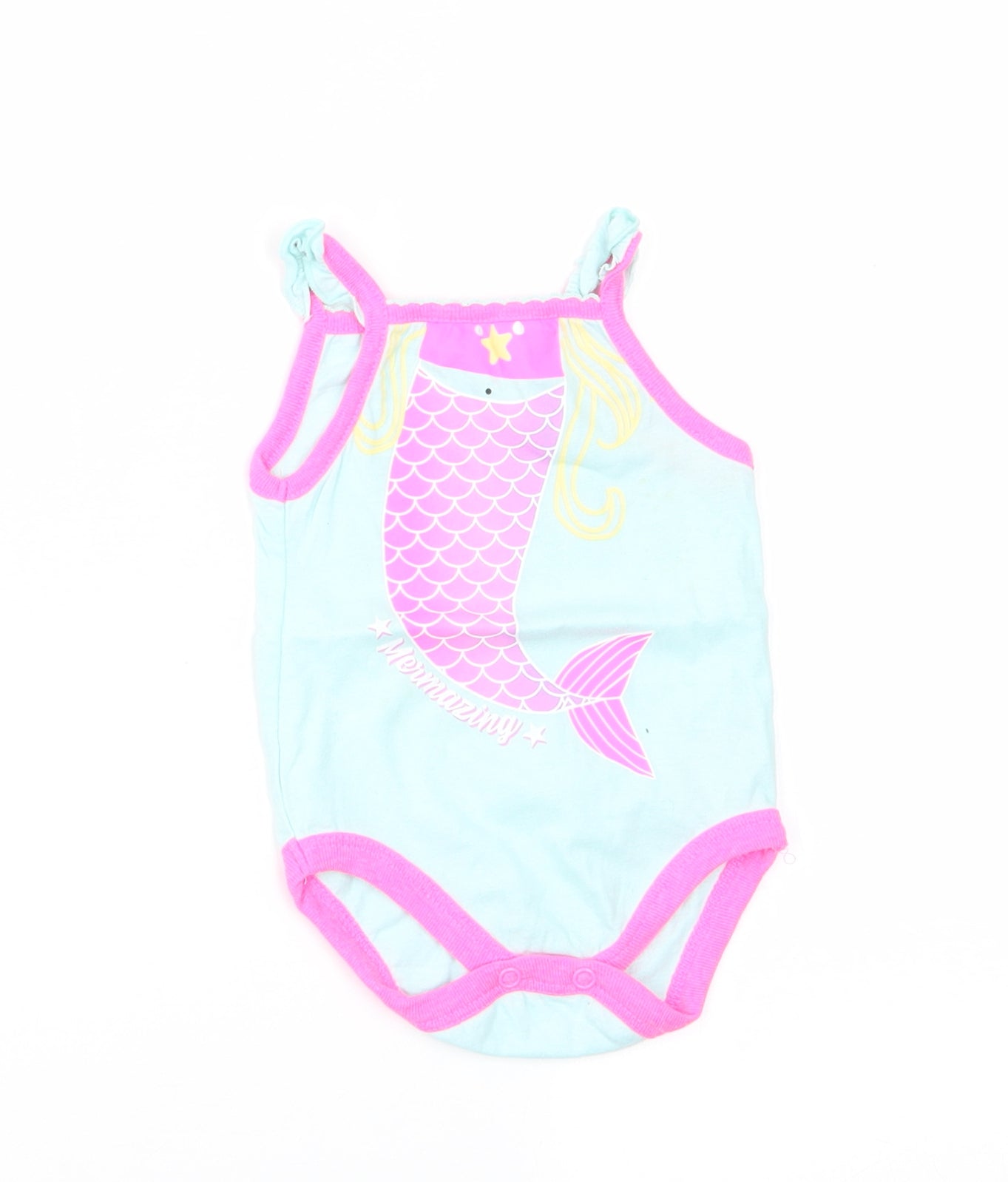 PEP & CO Girls Blue Animal Print Cotton Romper One-Piece Size 0-3 Months   - Pink Mermaid Tail