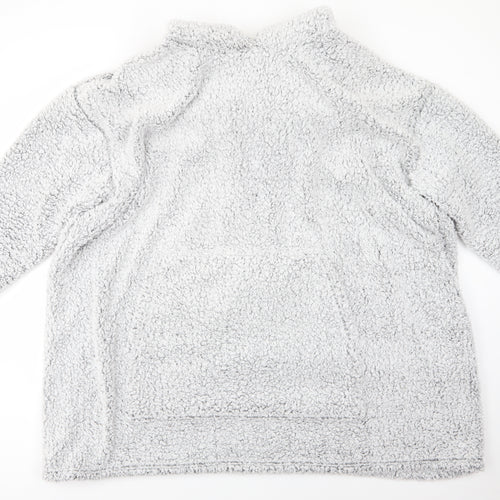 Primark Womens Grey Solid Polyester  Pyjama Top One Size   - Fluffy texture Lounge Hoodie