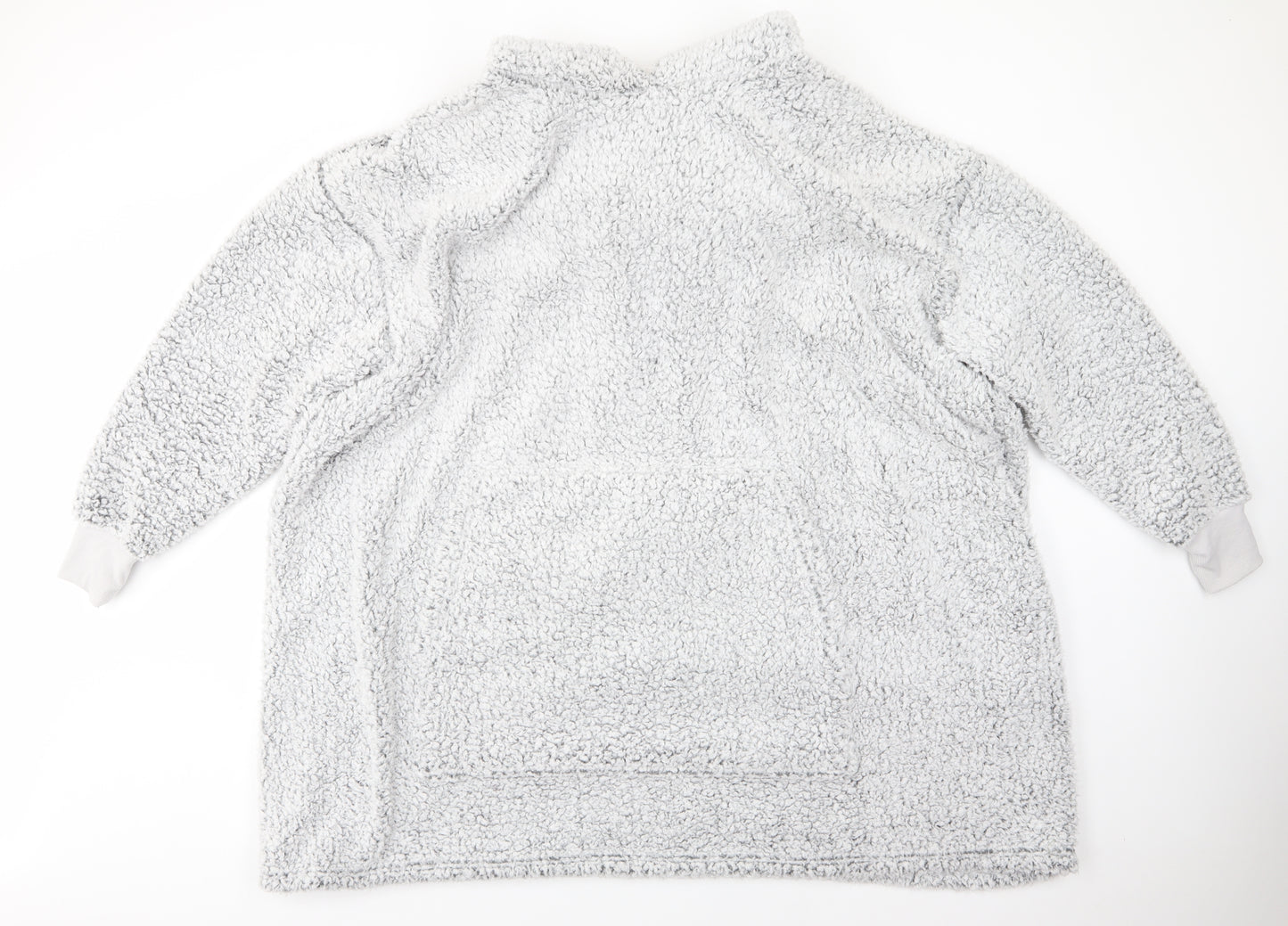 Primark Womens Grey Solid Polyester  Pyjama Top One Size   - Fluffy texture Lounge Hoodie