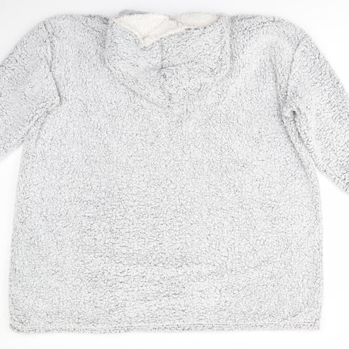 Primark Womens Grey Solid Polyester  Pyjama Top One Size   - Fluffy texture Lounge Hoodie