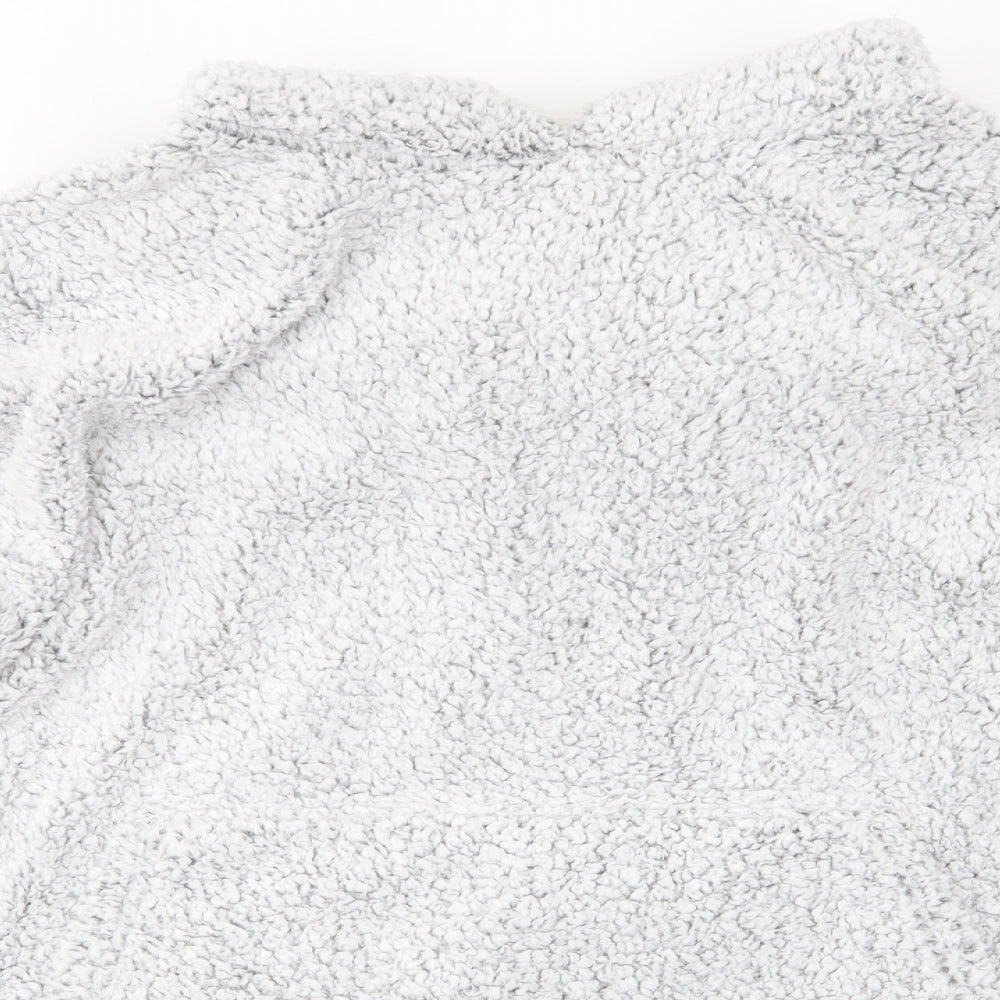 Primark Womens Grey Solid Polyester  Pyjama Top One Size   - Fluffy texture Lounge Hoodie