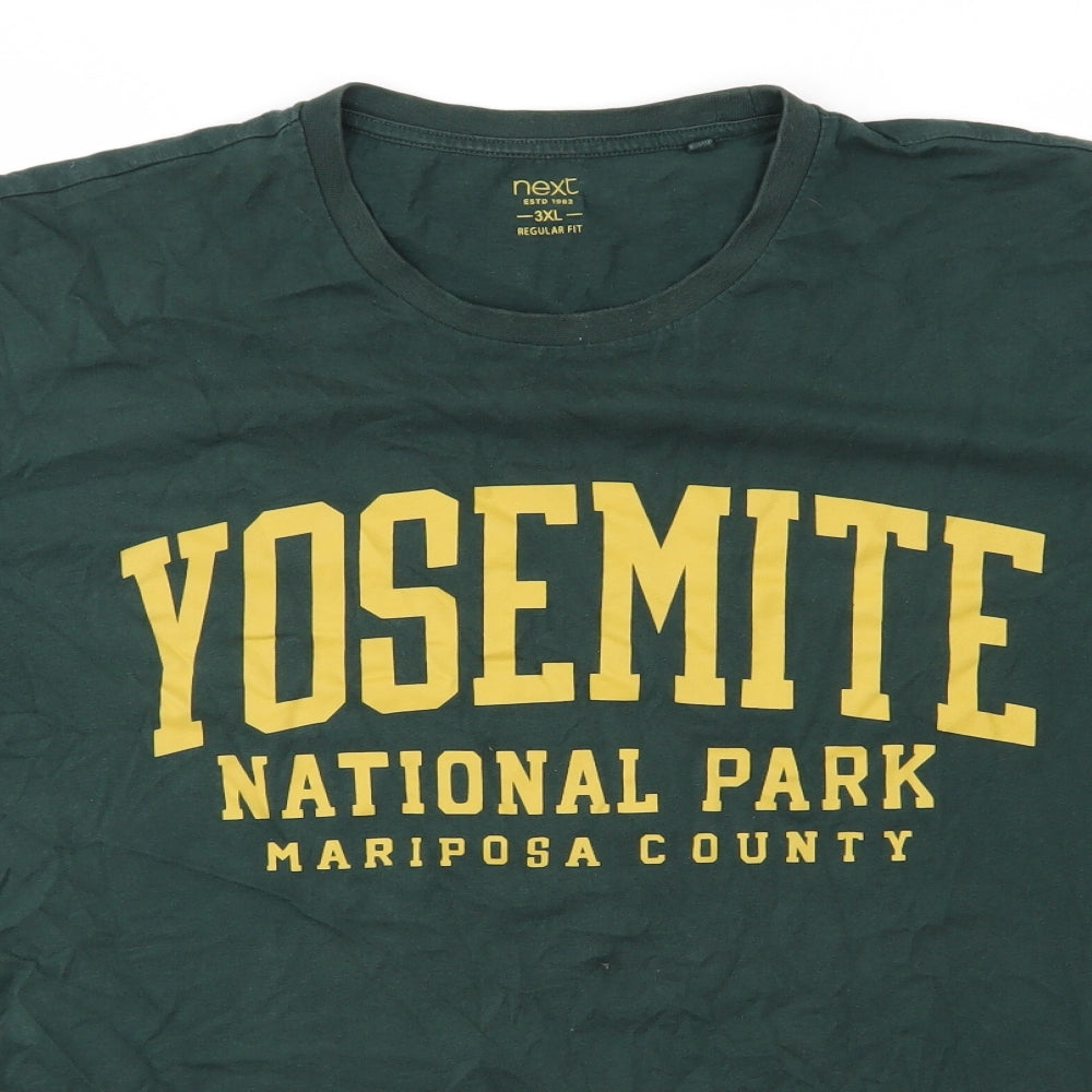NEXT Mens Green  Cotton  T-Shirt Size 3XL Round Neck  - Yosemight National Park