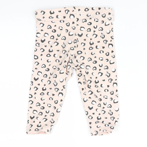 Primark Girls Pink Animal Print Cotton Jogger Leggings Size 12-18 Months   - Jegging