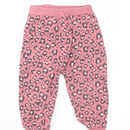 Disney at George Girls Pink Animal Print Cotton Jogger Trousers Size 12-18 Months