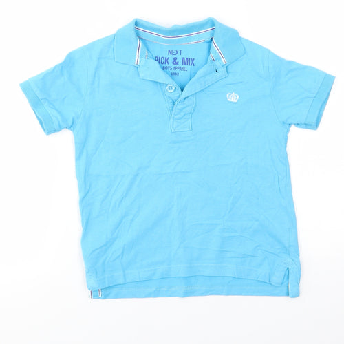 NEXT Boys Blue  Cotton Basic T-Shirt Size 3-4 Years Collared  - Azure Blue