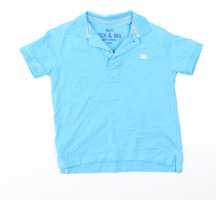 NEXT Boys Blue  Cotton Basic T-Shirt Size 3-4 Years Collared  - Azure Blue