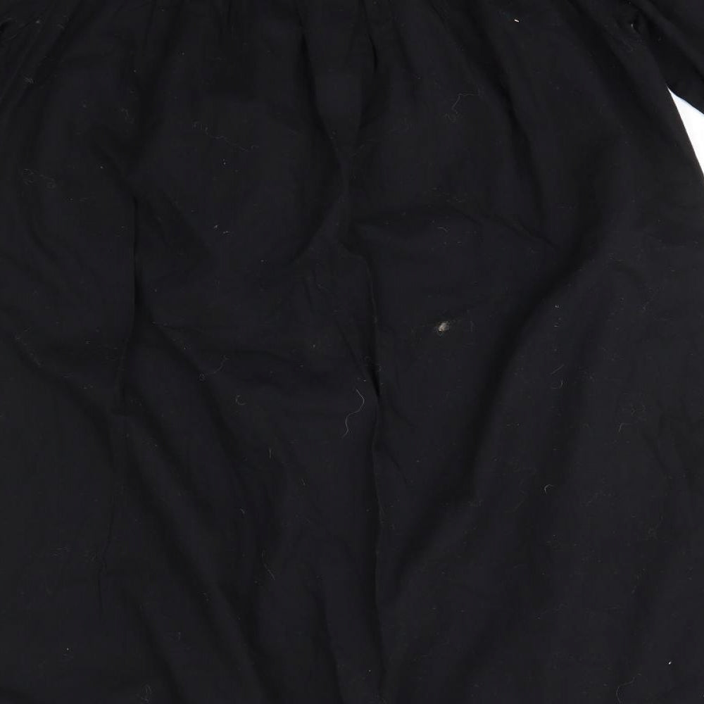 River Island Womens Black Geometric Cotton A-Line  Size 10  Off the Shoulder  - Elasticated shoulders