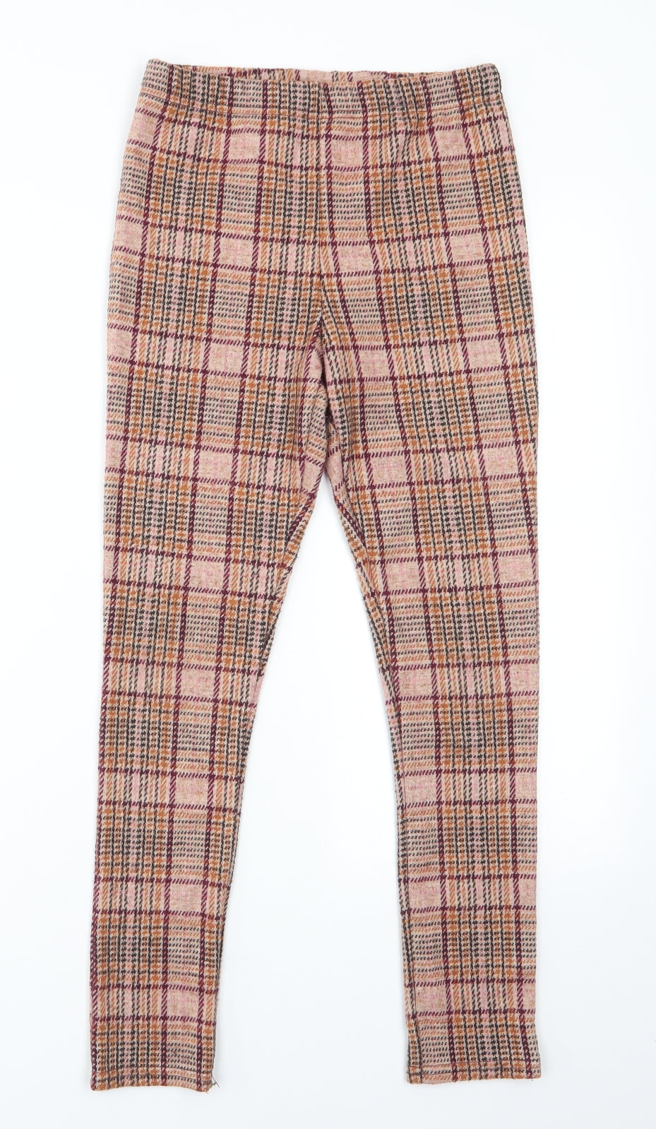 NEXT Girls Beige Check Polyester Jegging Trousers Size 11 Years  Regular  - Tartan Effect
