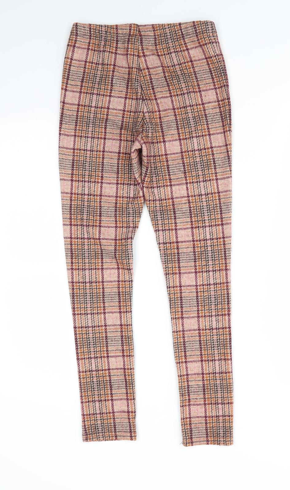 NEXT Girls Beige Check Polyester Jegging Trousers Size 11 Years  Regular  - Tartan Effect