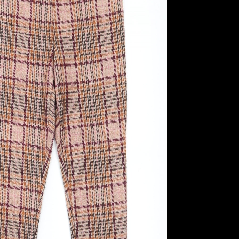 NEXT Girls Beige Check Polyester Jegging Trousers Size 11 Years  Regular  - Tartan Effect