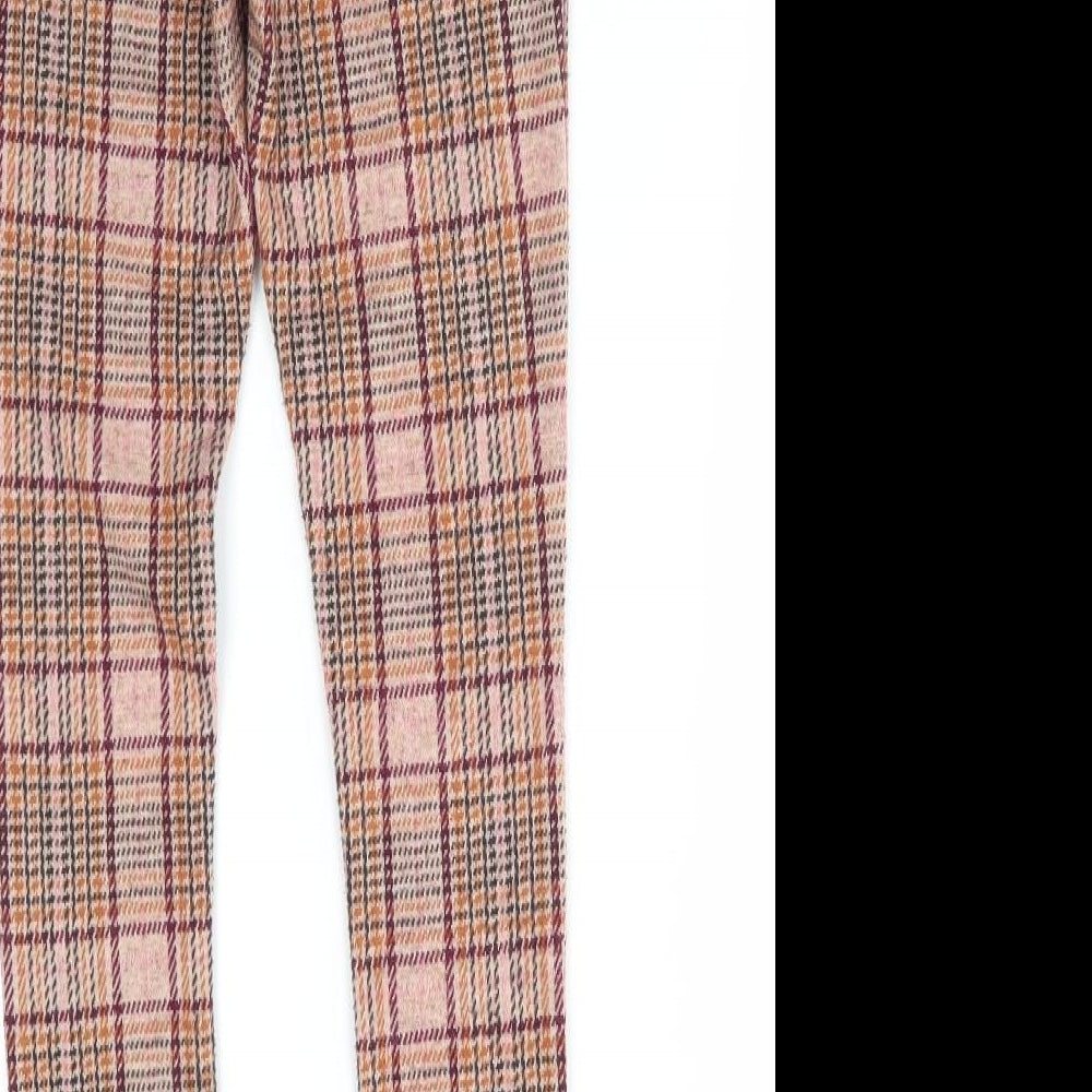 NEXT Girls Beige Check Polyester Jegging Trousers Size 11 Years  Regular  - Tartan Effect