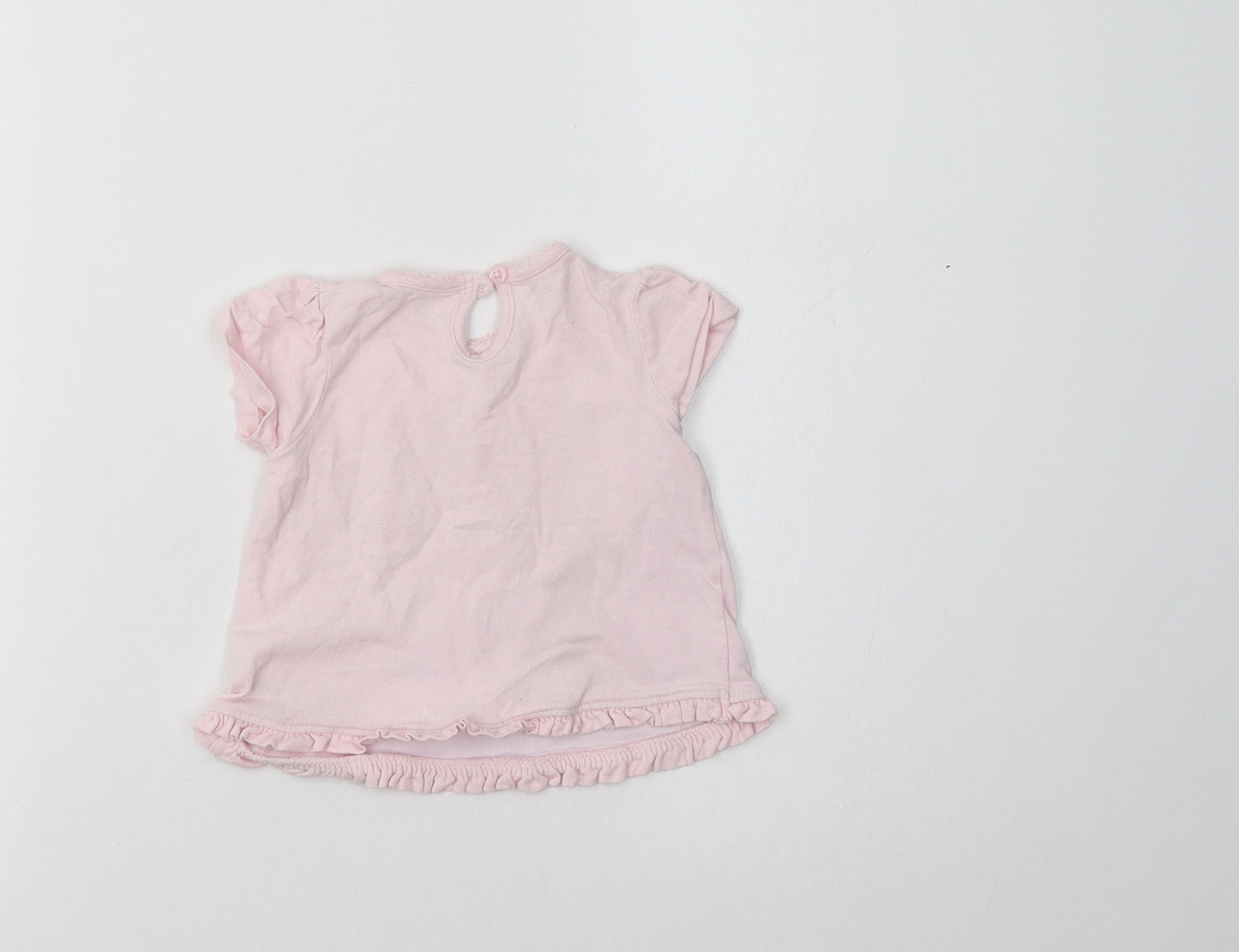 George Baby Pink Floral Cotton Basic T-Shirt Size 0-3 Months Crew Neck