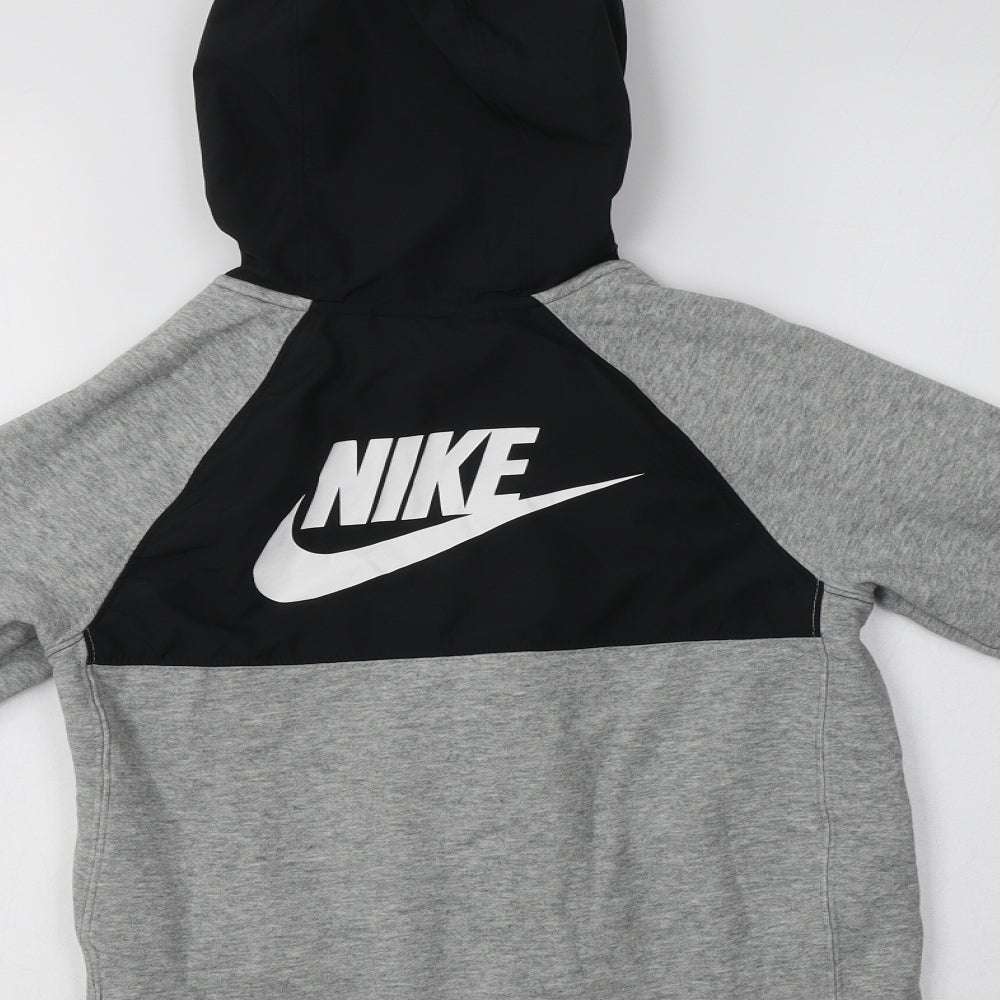Nike Boys Grey  Cotton Full Zip Hoodie Size 8-9 Years