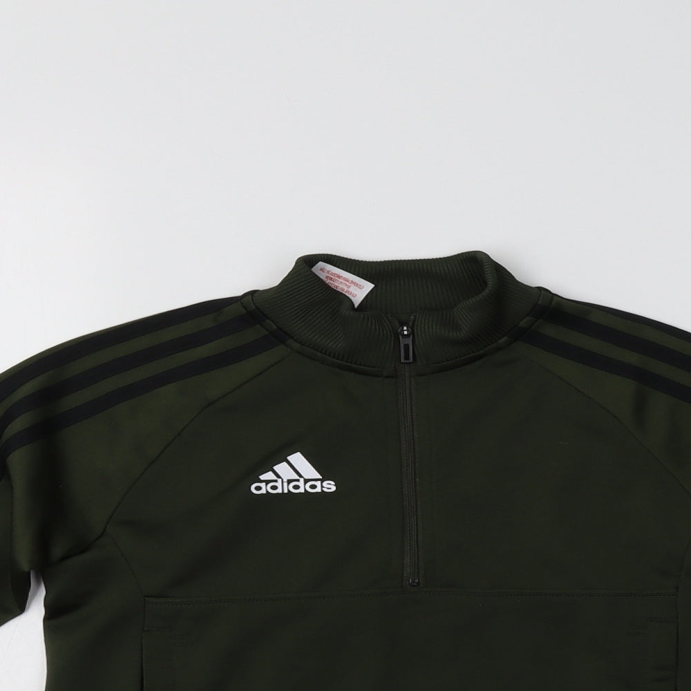 adidas Boys Green  Polyester Henley Sweatshirt Size 7-8 Years