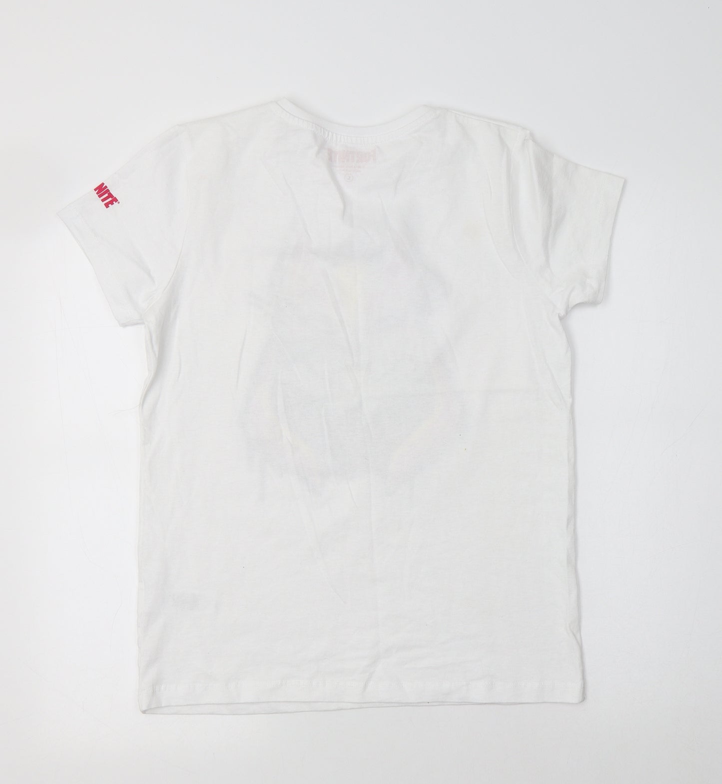 Primark Womens White  Cotton Basic Polo Size L Crew Neck - Fortnite