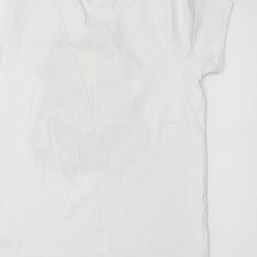 Primark Womens White  Cotton Basic Polo Size L Crew Neck - Fortnite