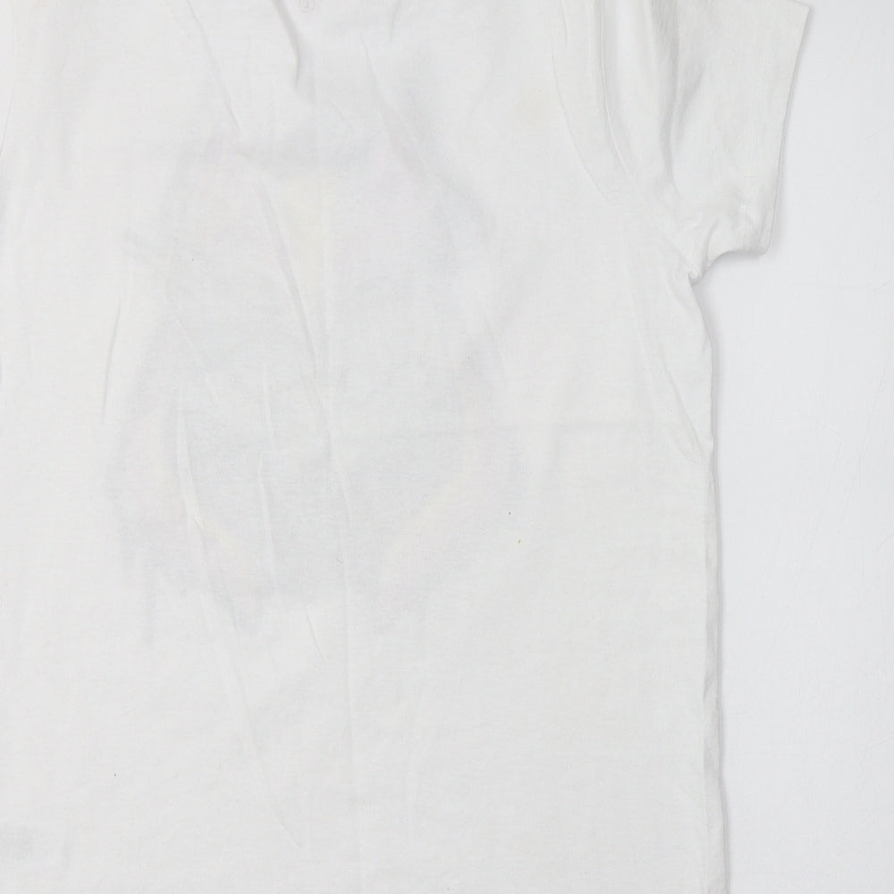 Primark Womens White  Cotton Basic Polo Size L Crew Neck - Fortnite