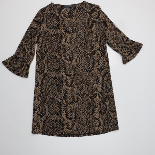 Primark Womens Red Animal Print Polyester Shift  Size 12  Crew Neck