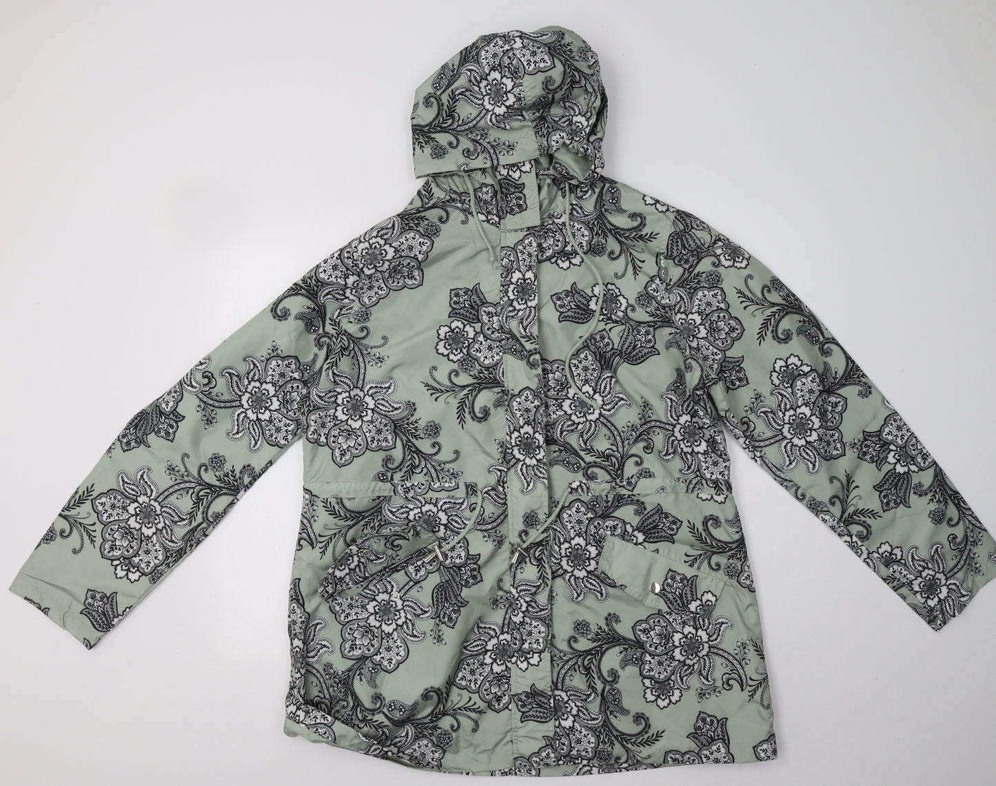 Peacocs Womens Green Paisley  Rain Coat Jacket Size 18
