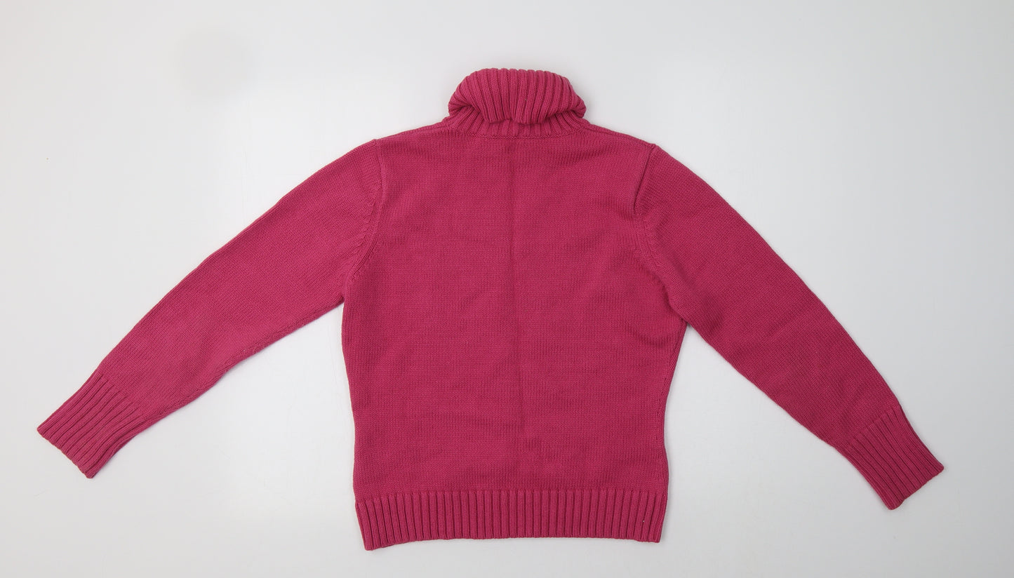 M&S Womens Pink Roll Neck  Acrylic Pullover Jumper Size 12