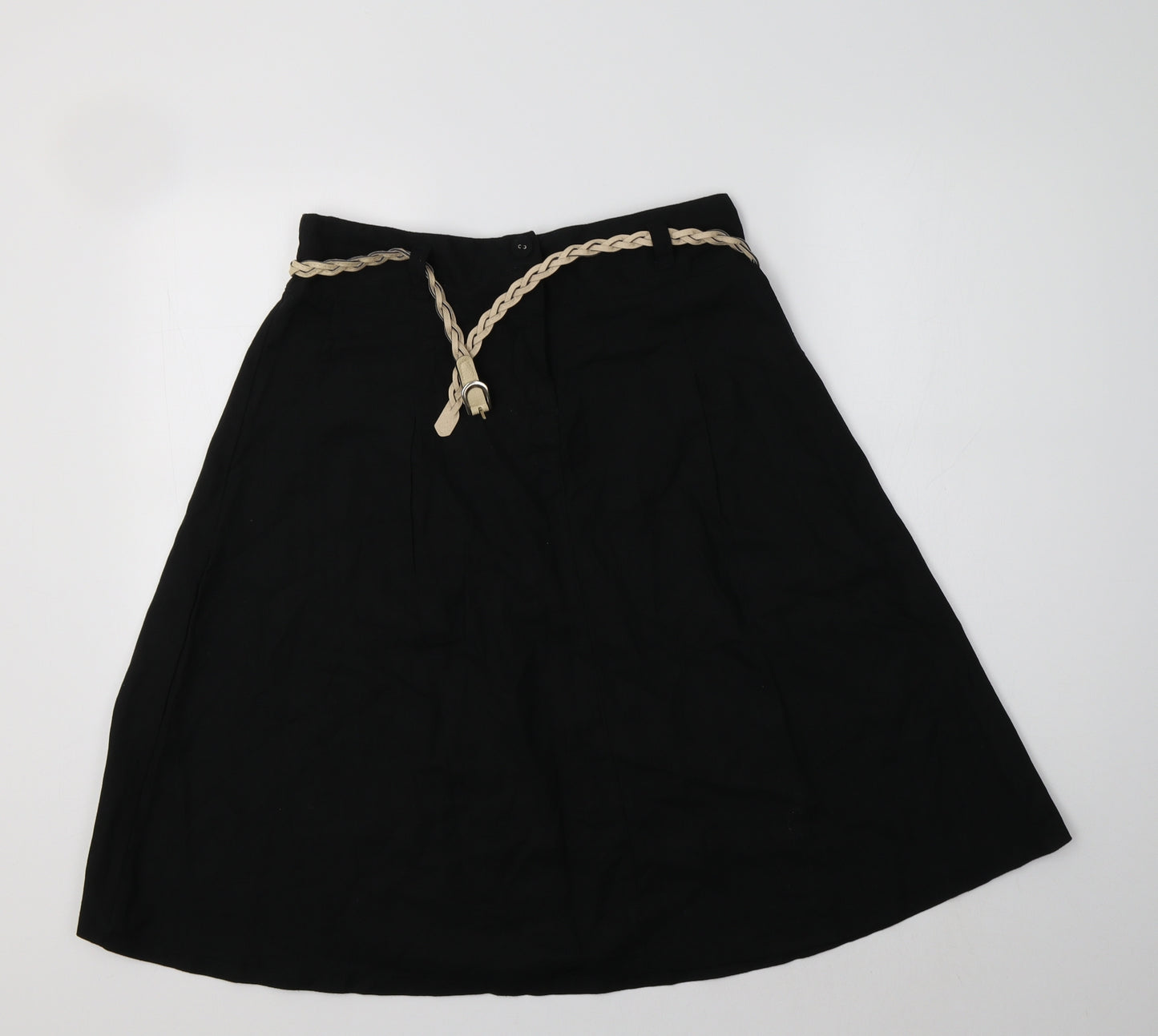 NEXT Womens Black  Linen A-Line Skirt Size 12