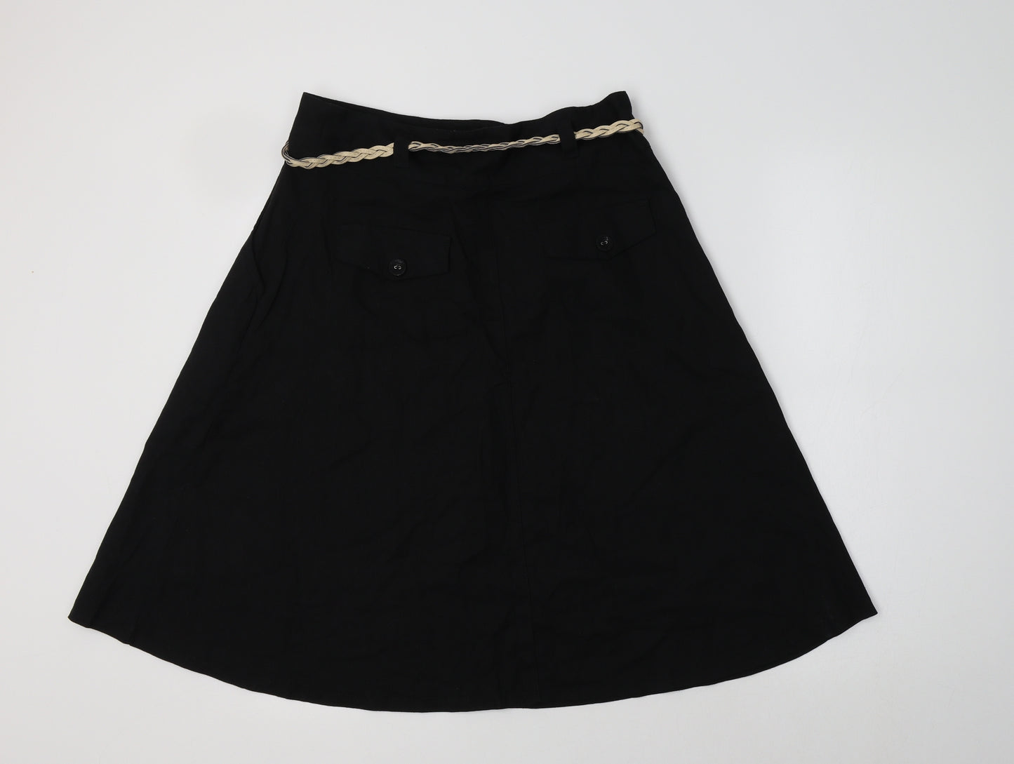NEXT Womens Black  Linen A-Line Skirt Size 12