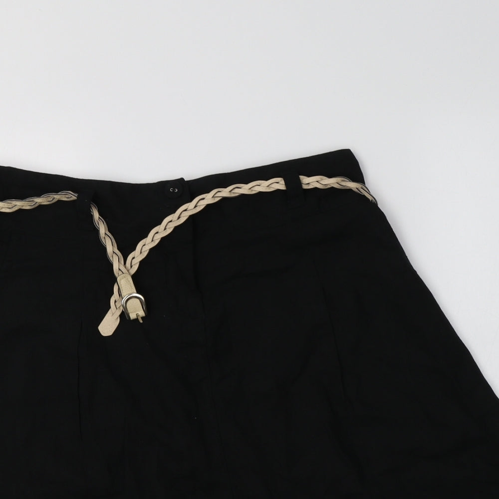 NEXT Womens Black  Linen A-Line Skirt Size 12