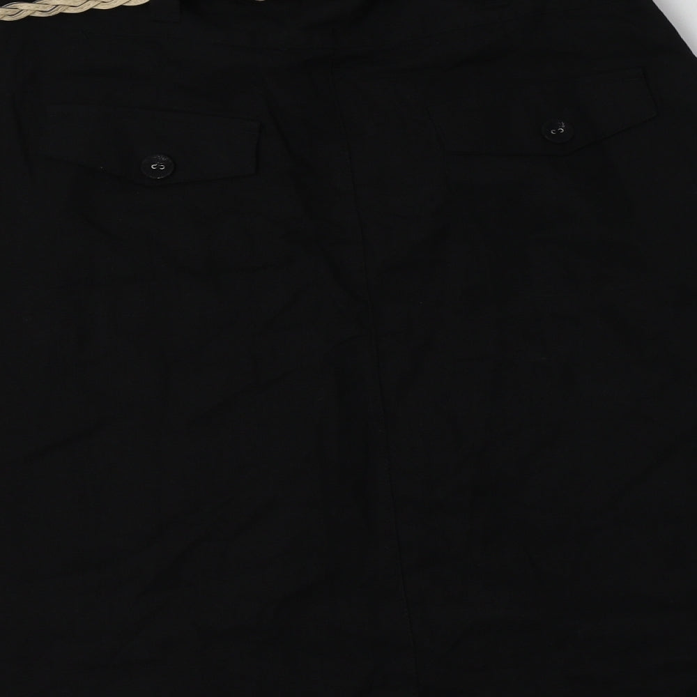 NEXT Womens Black  Linen A-Line Skirt Size 12
