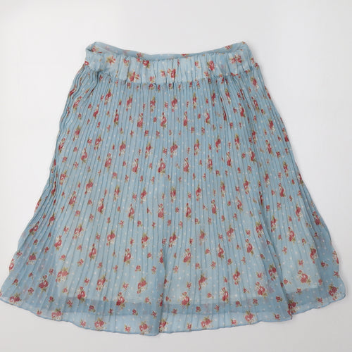 Eucalyptus Womens Blue Floral Polyester A-Line Skirt Size S