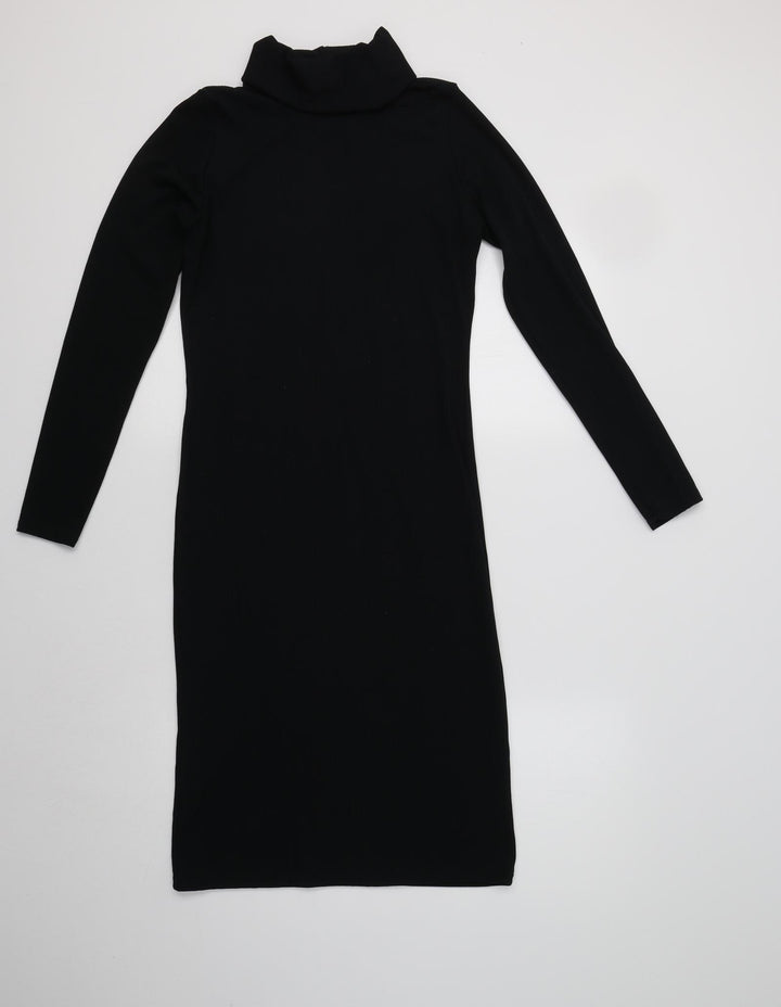 Preworn Womens Black Polyester Bodycon Size S Roll Neck