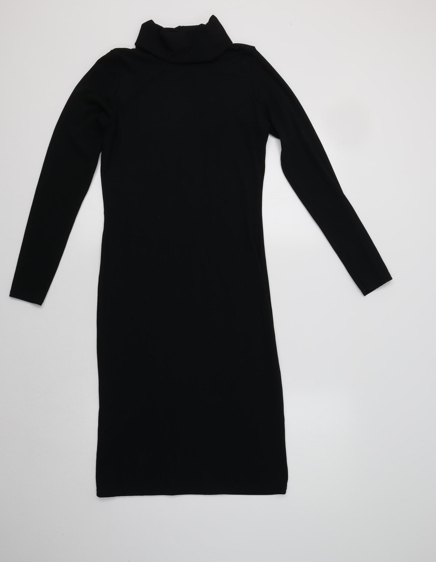 Preworn Womens Black  Polyester Bodycon  Size S  Roll Neck