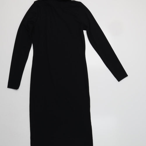 Preworn Womens Black  Polyester Bodycon  Size S  Roll Neck